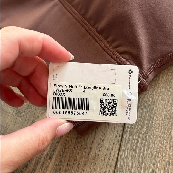 NWT Lululemon Flow Y Nulu Longline Bra Size 4 Dark Oxide Brown - Picture 2 of 5